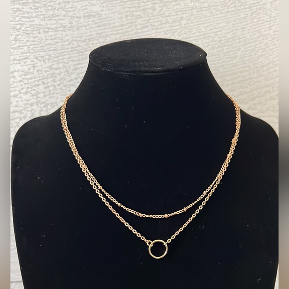 NWT - 1 left! - Connected Layered Necklace with a Chain & Circle Chain - Gold - Picture 3 of 6